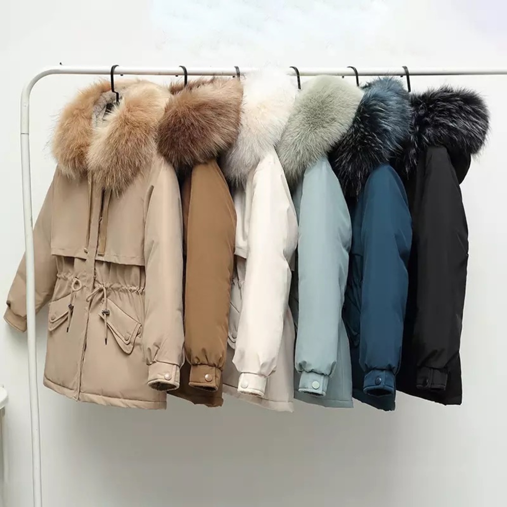 Black Faux Fur Warm Parka Wind Breaker Fleece Lined Hood Raincoat Coat Jacket - Picture 12 of 15